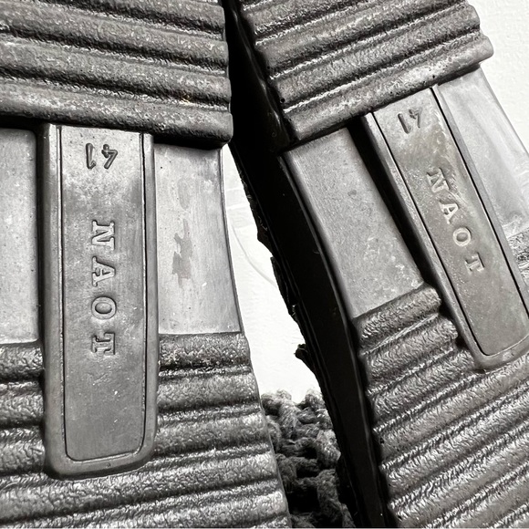 NAOT Enid Flat Sandal Black Lace Nubuck/Black Velvet Nubuck - Picture 11 of 13